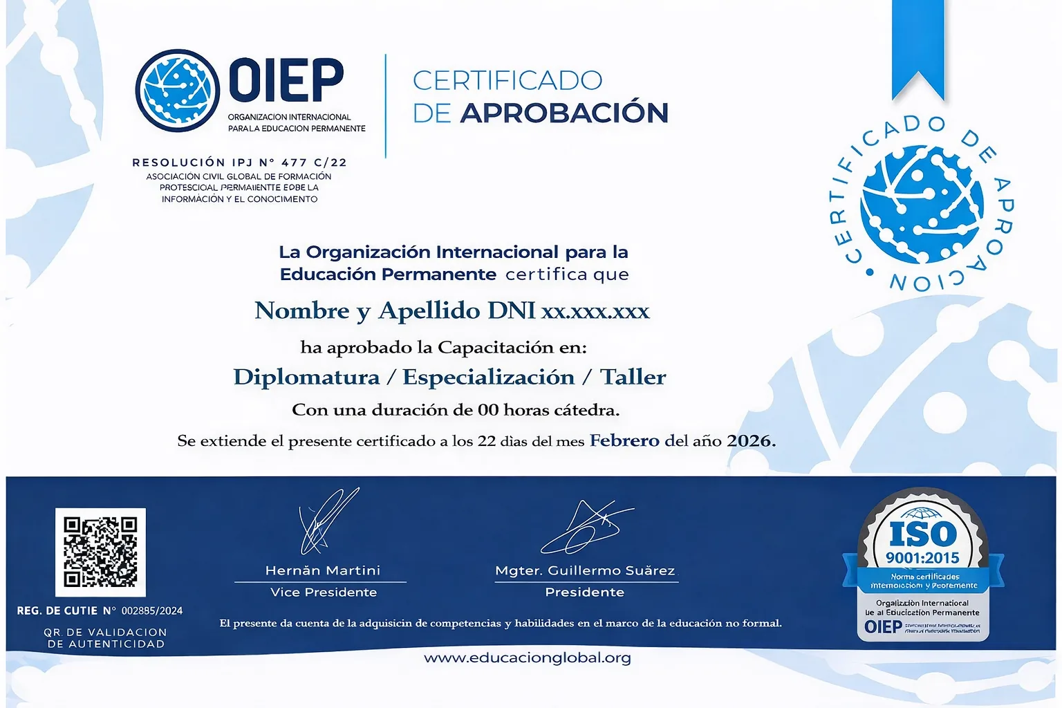 Certificado OIEP